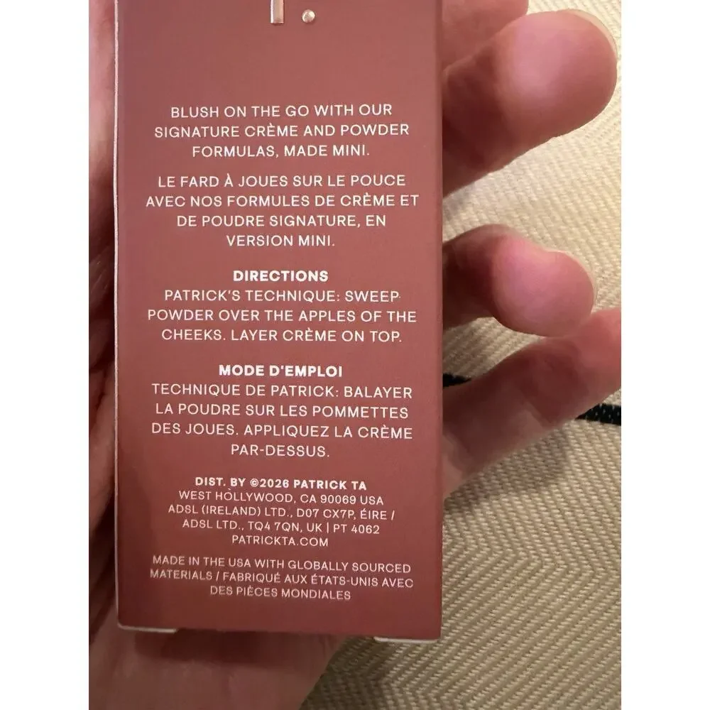 PATRICK TA Mini Major Headlines Double-Take Blush Duo She Left Me On Red NIB